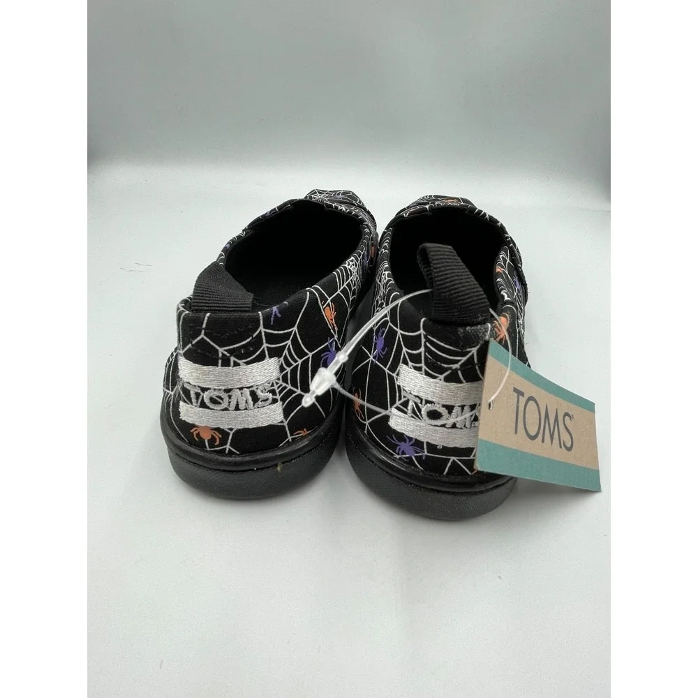 NWOB TOMS‎ Youth Spiders Alpargata Espadrille Shoes Black Glow US 2